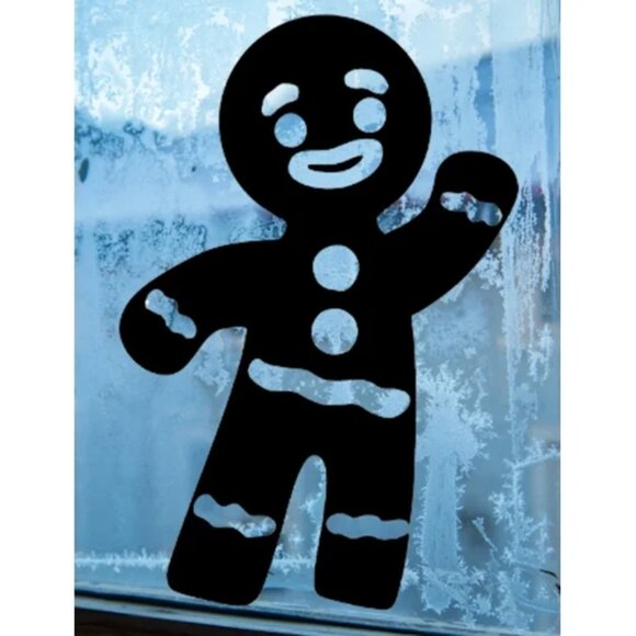 Christmas Gingerbread Man Large Window Cling Silhouette Decal:Christmas Decor - Picture 2 of 4